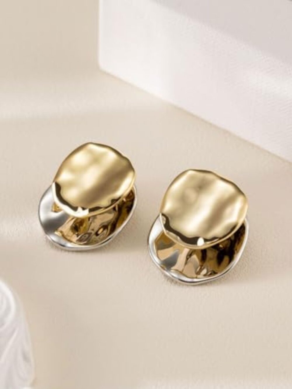 Gold and Silver‎ tone Hoops Earrings,Two Tone Earrings for Women